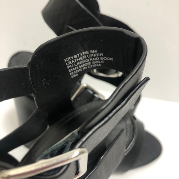 Steve Madden Double Buckle Black Leather Block Heel Size 5 M - Picture 7 of 10